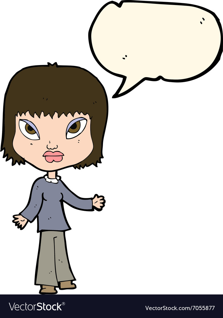 Cartoon woman with open arms with speech bubble Vector Image