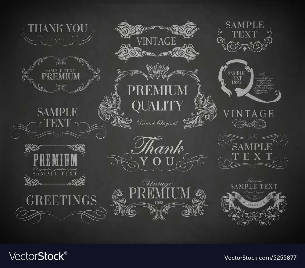 Chalk typography calligraphic design elements