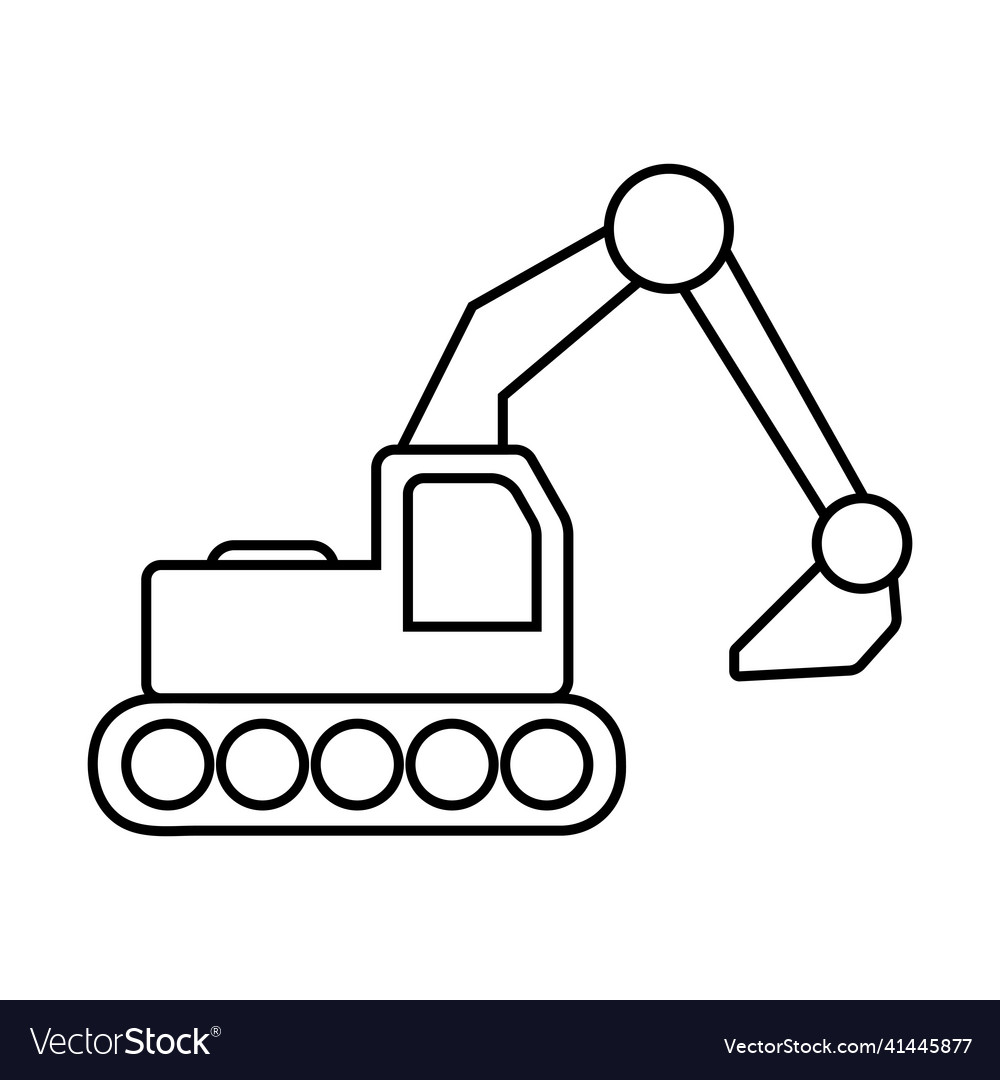 Crawler excavator line icon symbol for your web