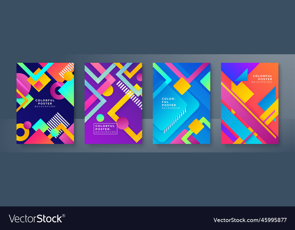 Creative colorful covers or posters set in trendy vector image Creative colorful covers or posters set in trendy