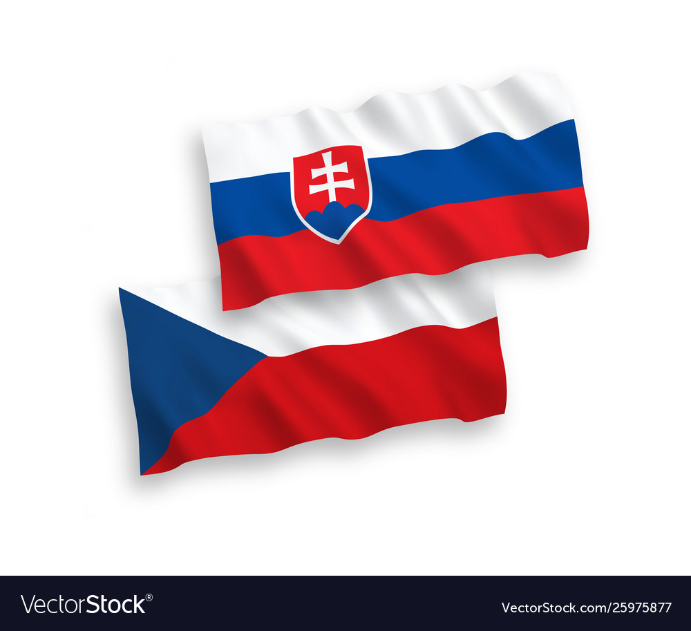 Czech & Slovak Flags - White Background