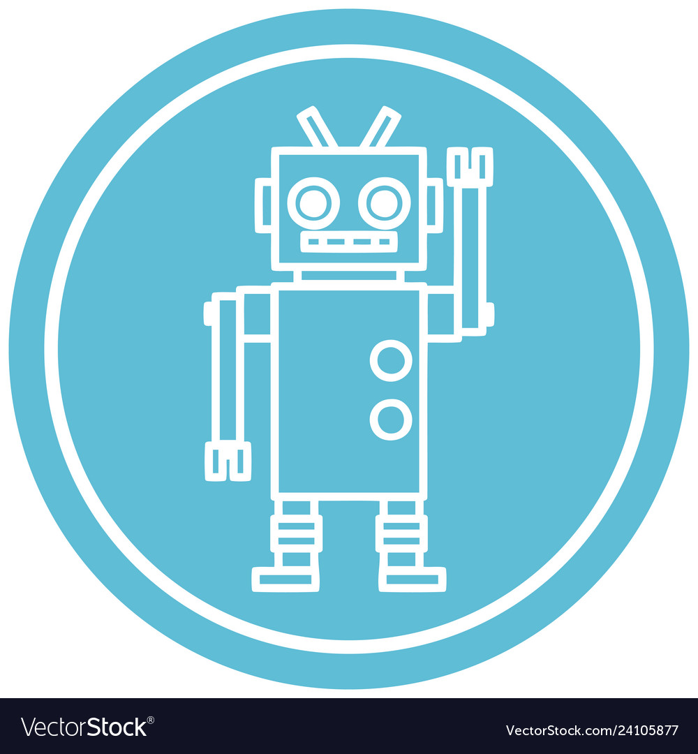 Dancing robot circular icon