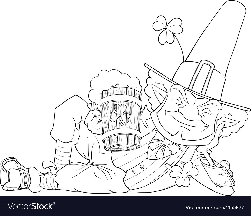 Elf leprechaun with beer for Royalty Free Vector Image