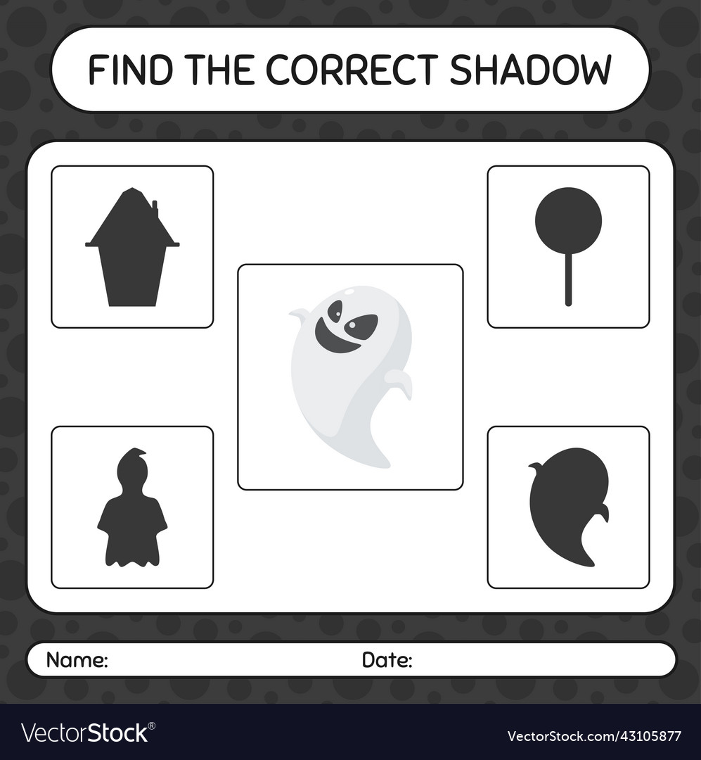 Find the correct shadows game with ghost vector image Find the correct shadows game with ghost