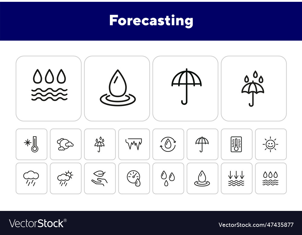 Forecasting line icon set vector image Forecasting line icon set