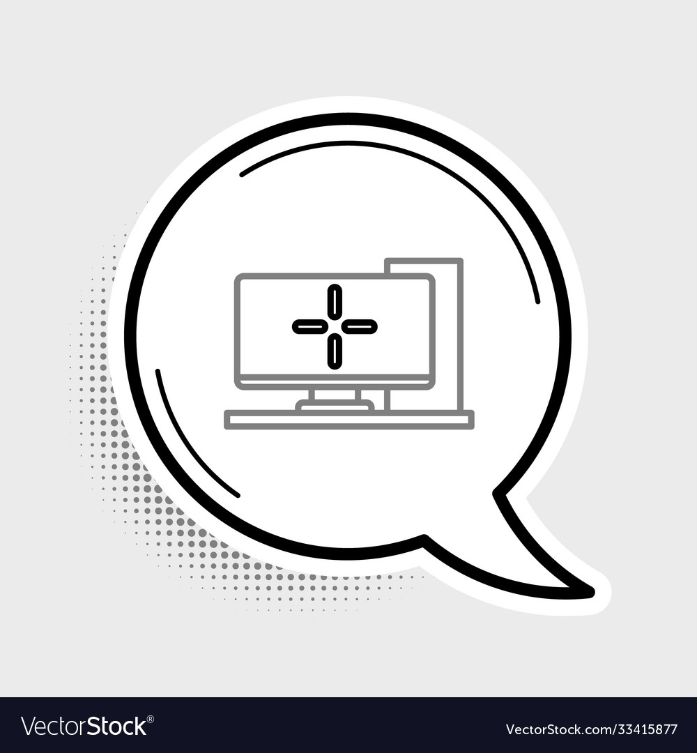 Line computer monitor icon isolated on grey Vector Image Line computer monitor icon isolated on grey