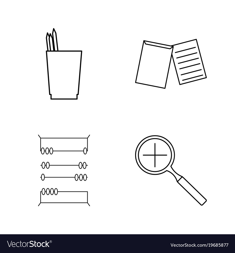 Office simple linear outline icon set