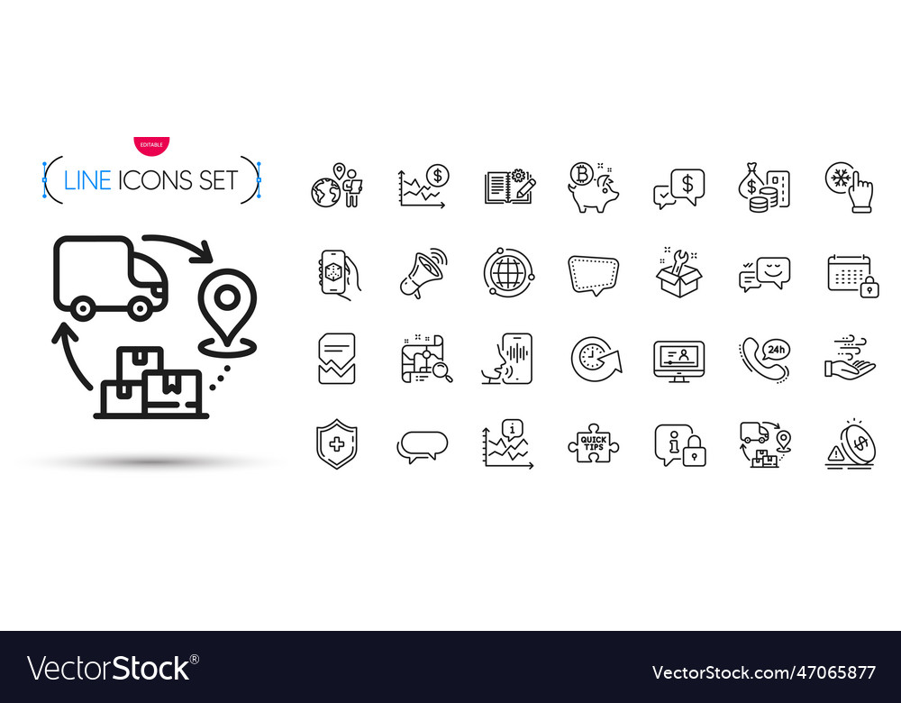 Pack of search map messenger and 3d app line