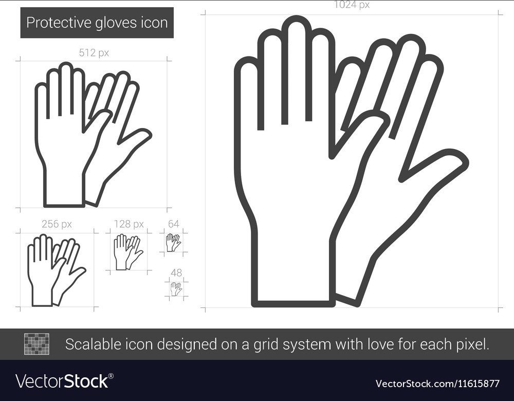 Protective gloves line icon
