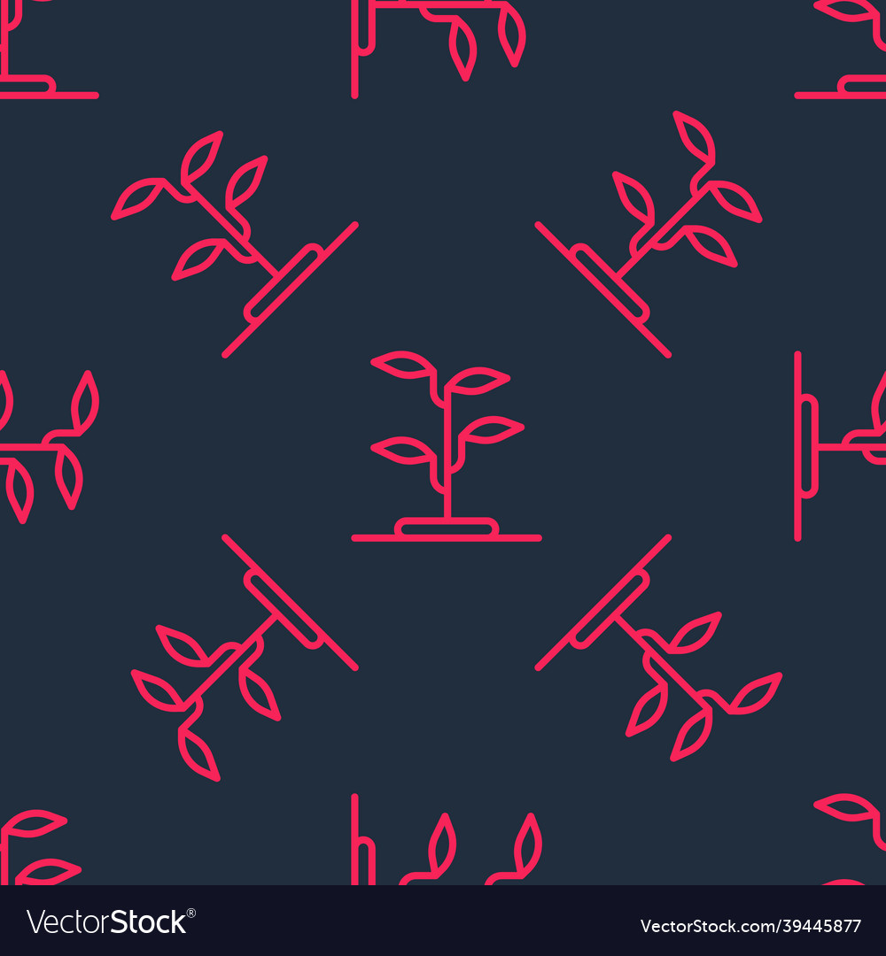 Red line sprout icon isolated seamless pattern Vector Image Red line sprout icon isolated seamless pattern