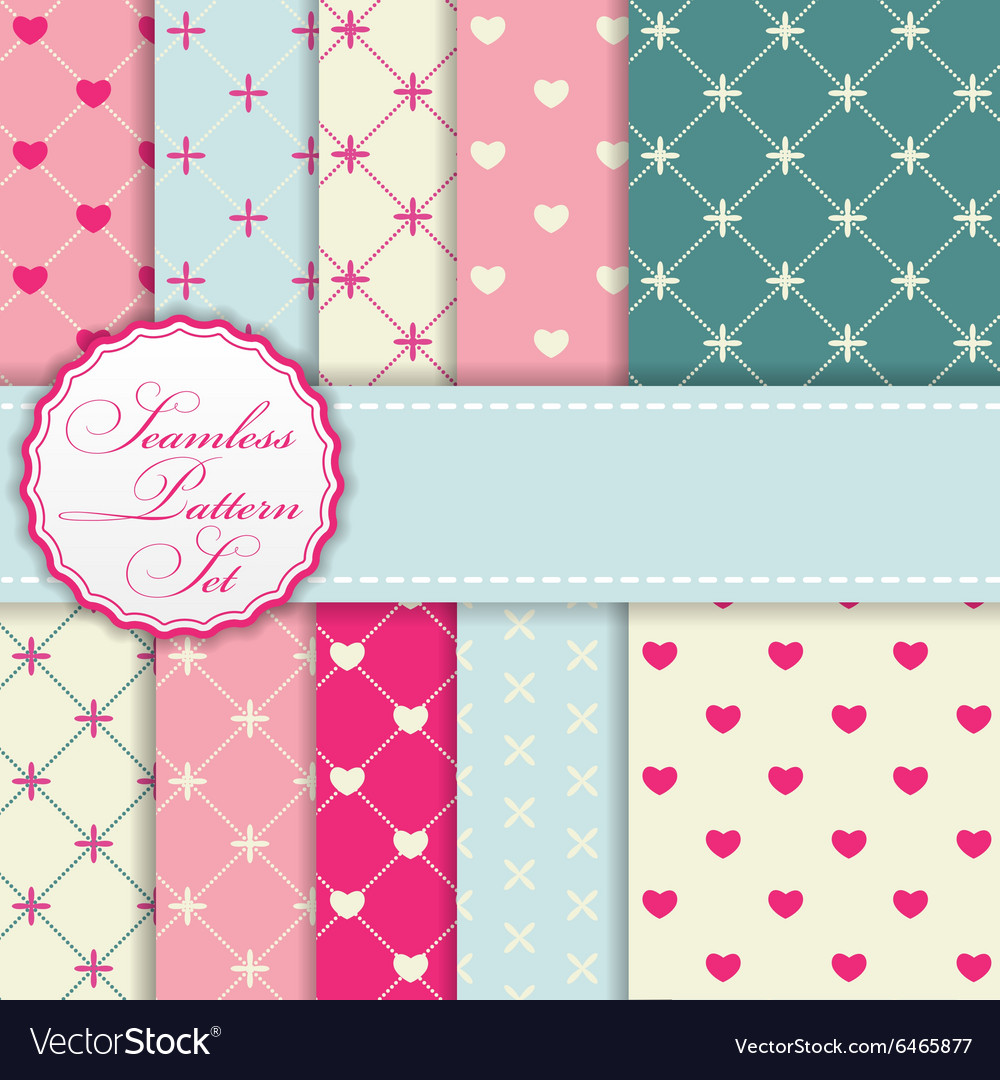 Romantic seamless pattern background set