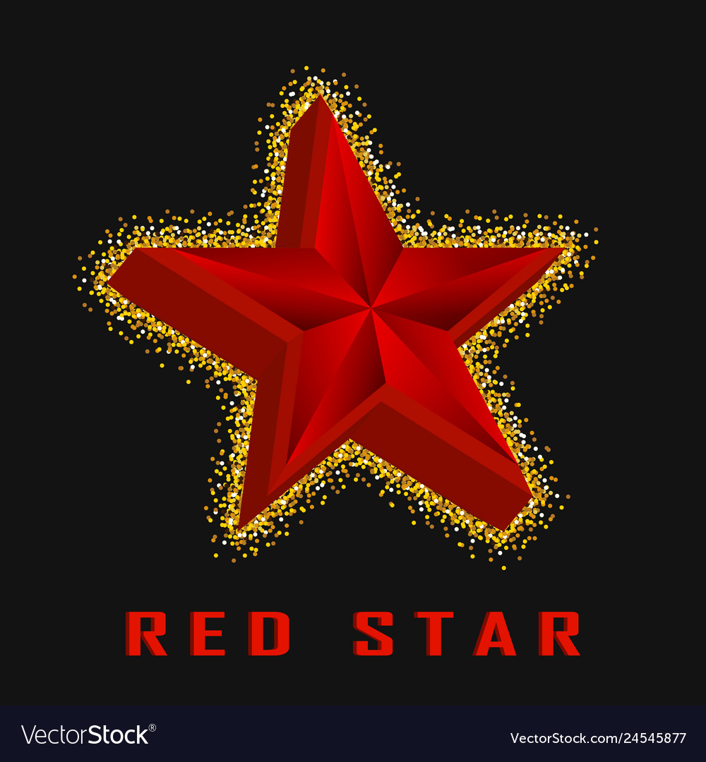 Single golden 3d star shine on black background vector image Single golden 3d star shine on black background