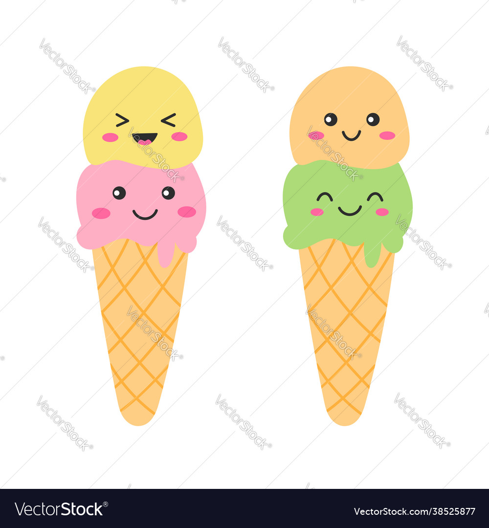 Smile ice cream cones Royalty Free Vector Image