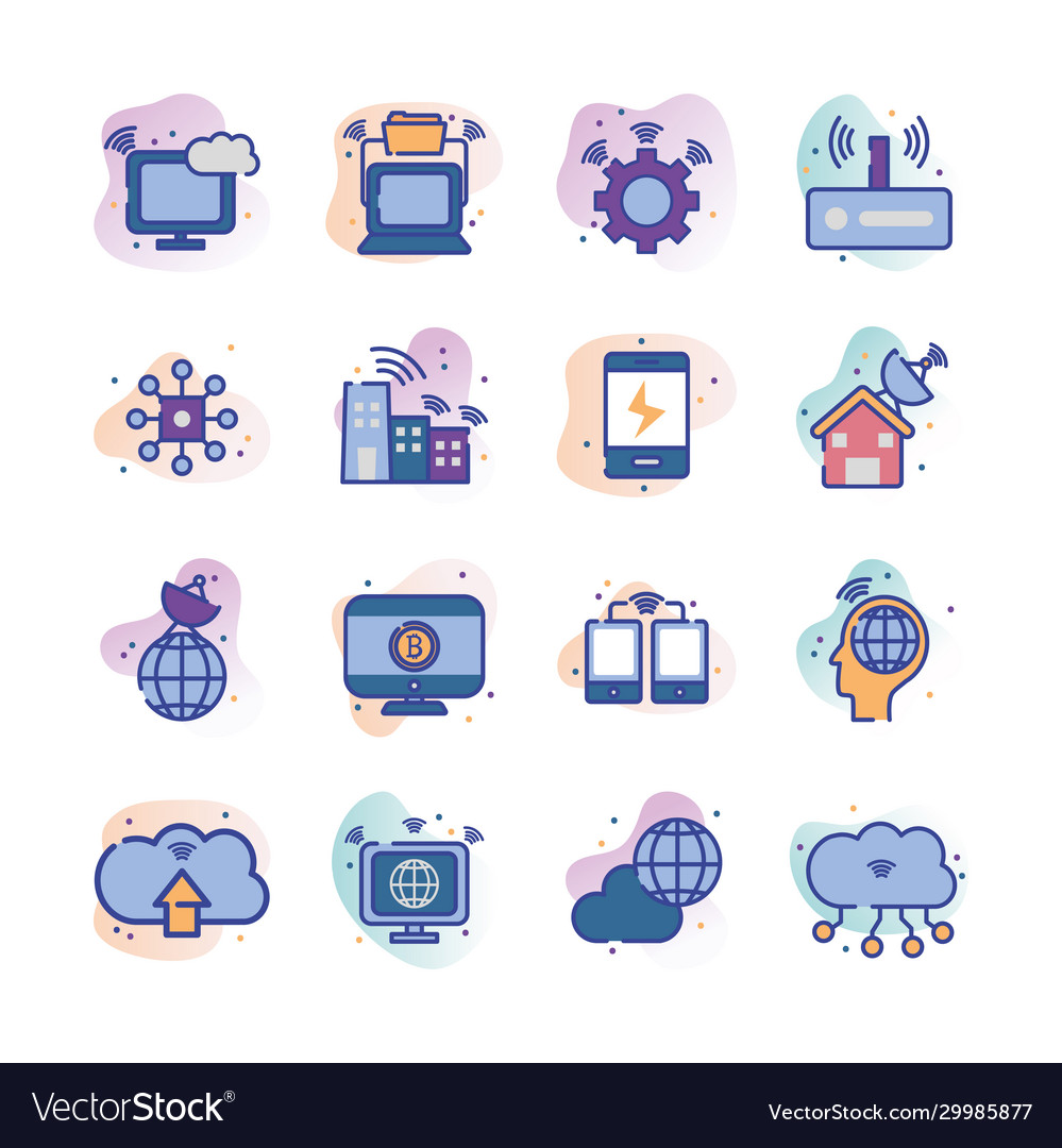 Technology and internet line fill block style icon