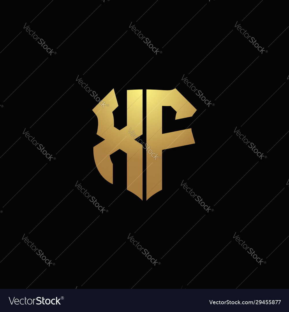 Xf logo monogram with gold colors and shield Vector Image