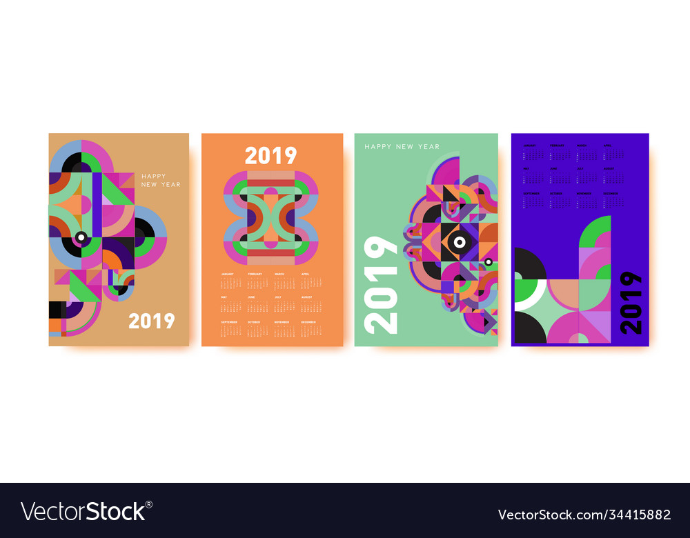 2021 calendar design template with colorful