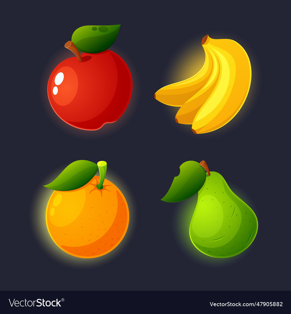 Apple banana orange and pear fruits isolated Vector Image