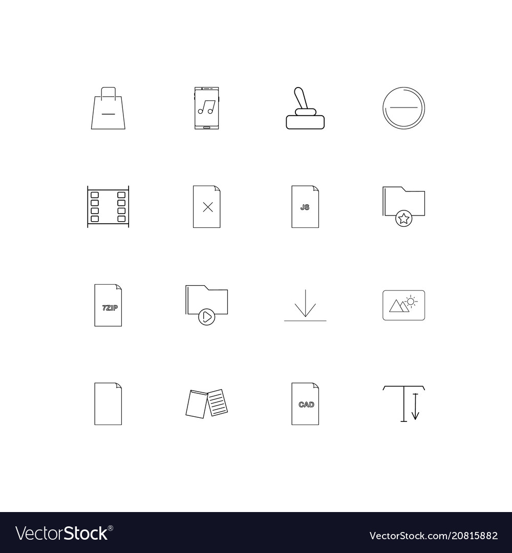 Files and folders sign linear thin icons set