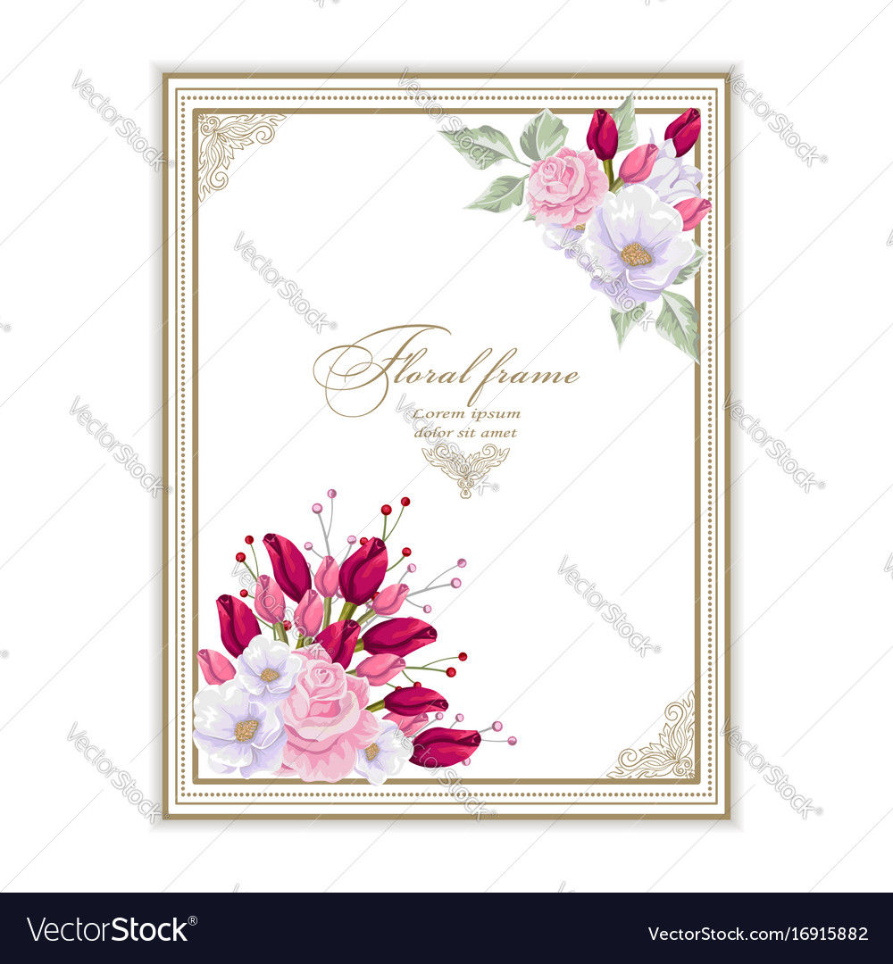 Floral Wedding Card with Bouquet