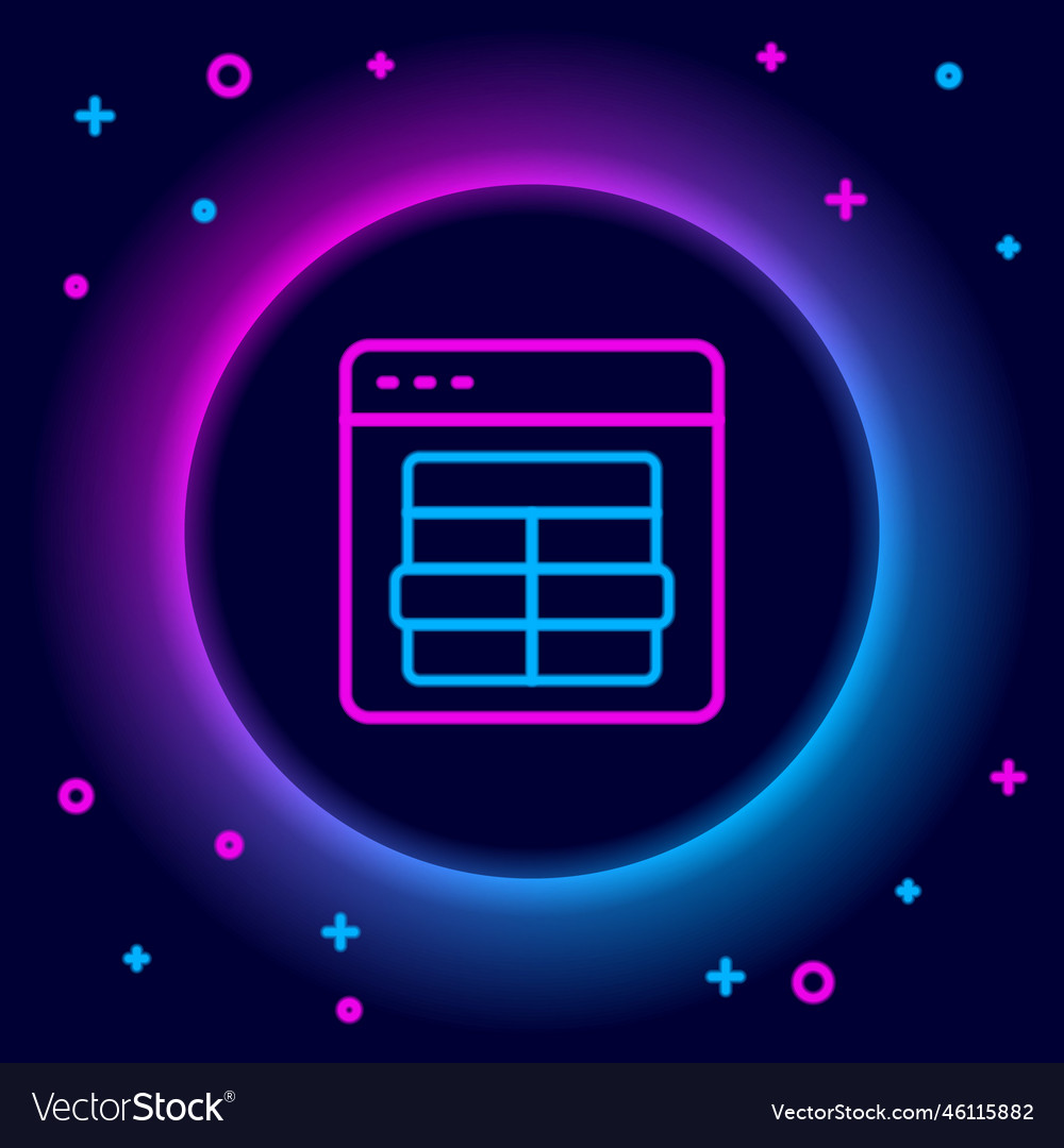 Glowing neon line mysql code icon isolated vector image Glowing neon line mysql code icon isolated