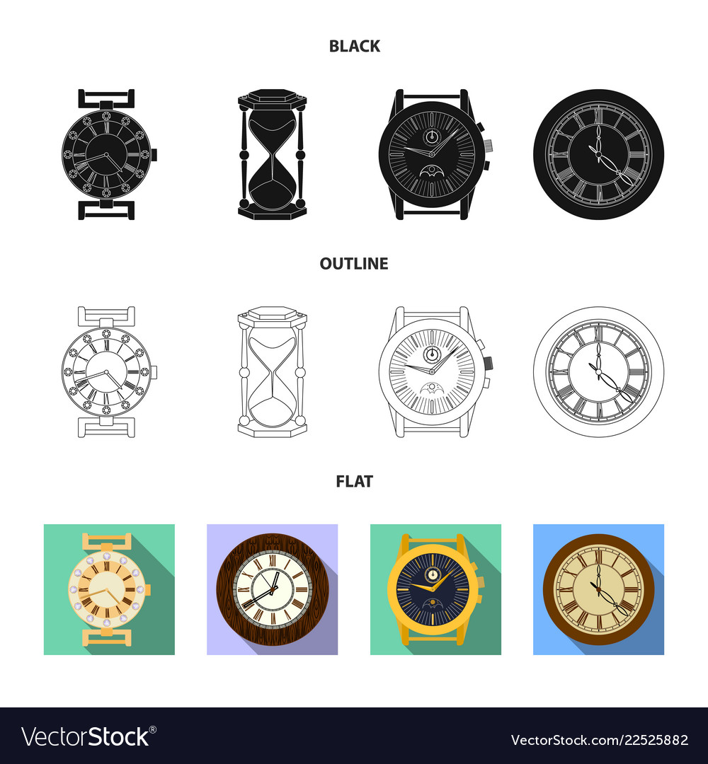Isolated object of clock and time symbol set Vector Image Isolated object of clock and time symbol set