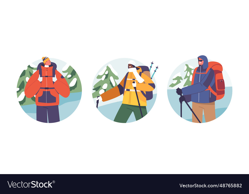 Isolated round icons or avatars with adventurous Vector Image