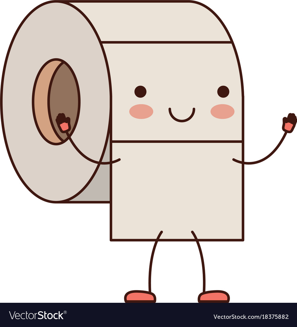 Kawaii cartoon toilet paper roll in colorful Vector Image