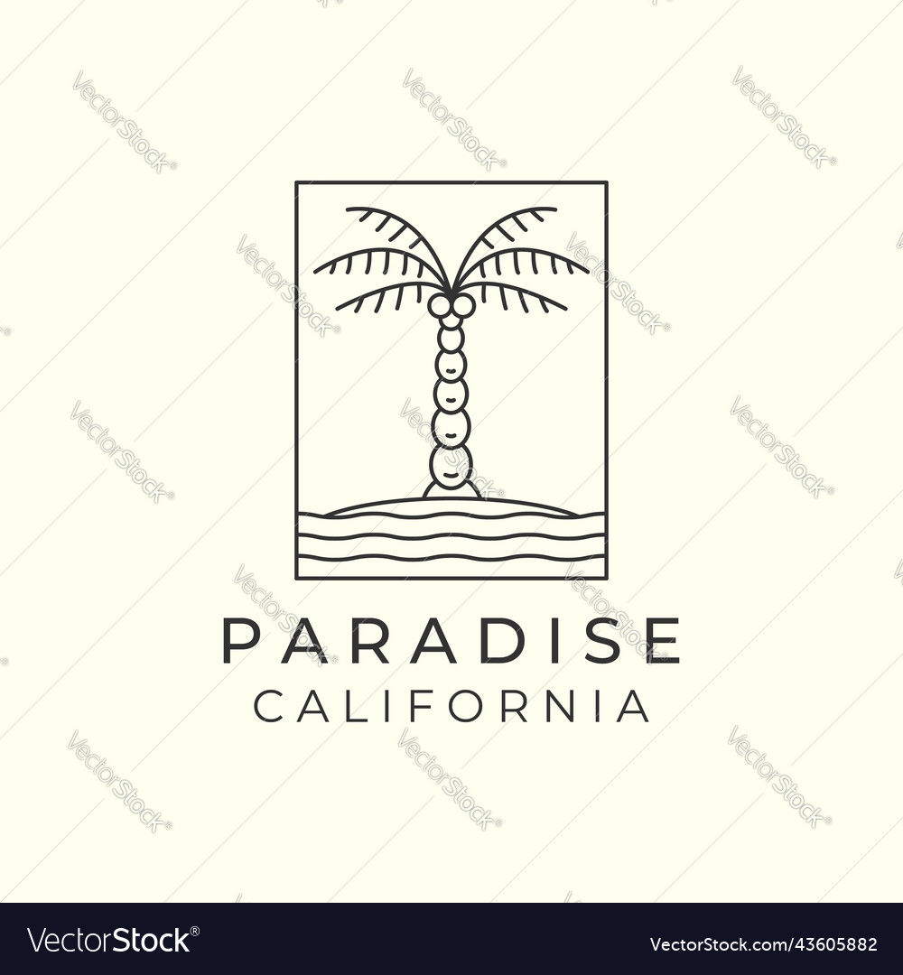Linear palm tree minimalist with emblem style