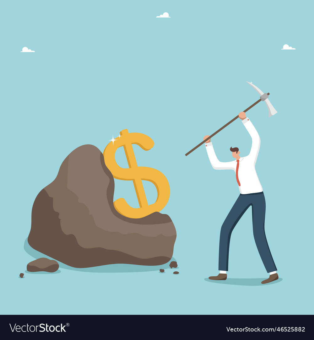 Man extracts a dollar from cobblestone