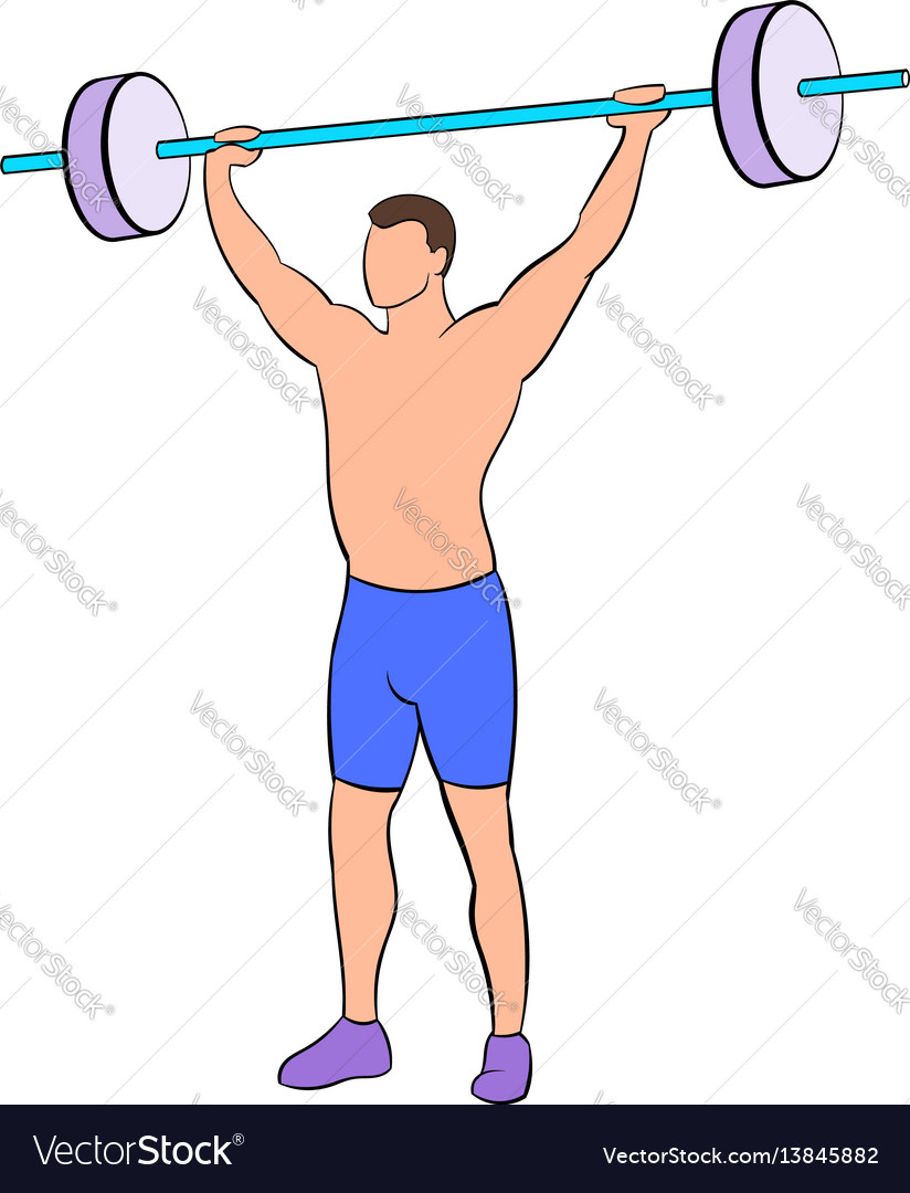 Man with barbell icon cartoon Royalty Free Vector Image