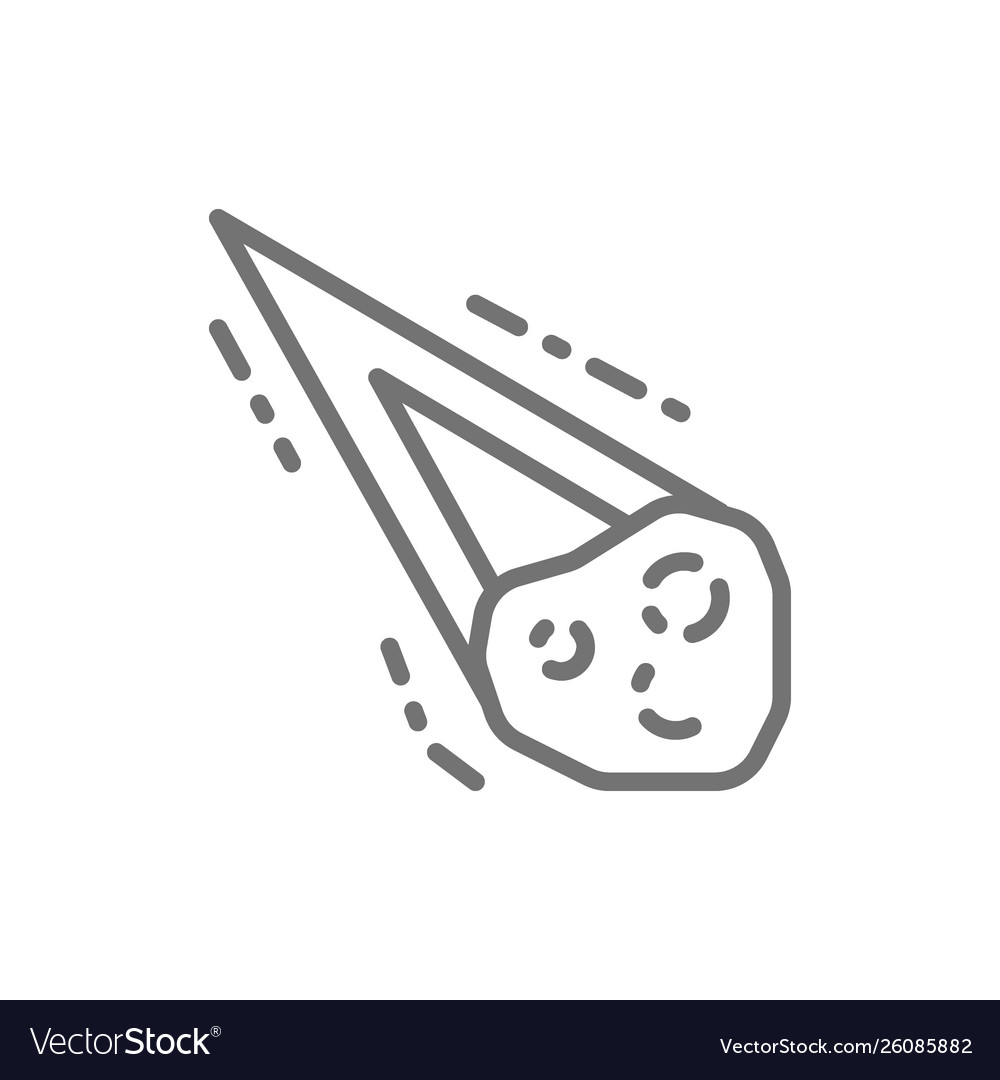 Meteorite comet asteroid meteor line icon Vector Image Meteorite comet asteroid meteor line icon