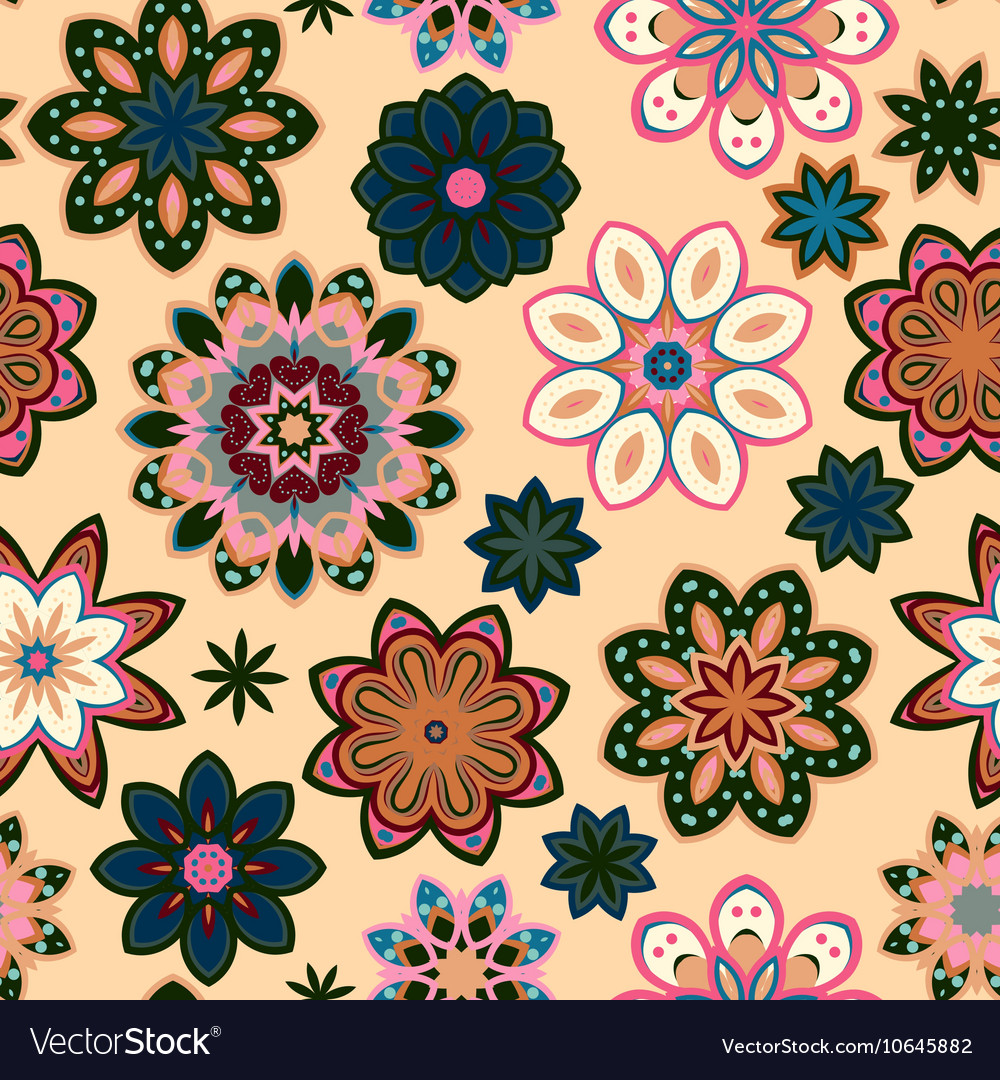Seamless flower retro pattern in green Royalty Free Vector