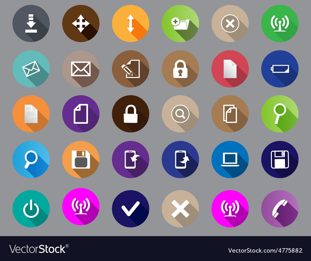 Set of computer icons in a flat design