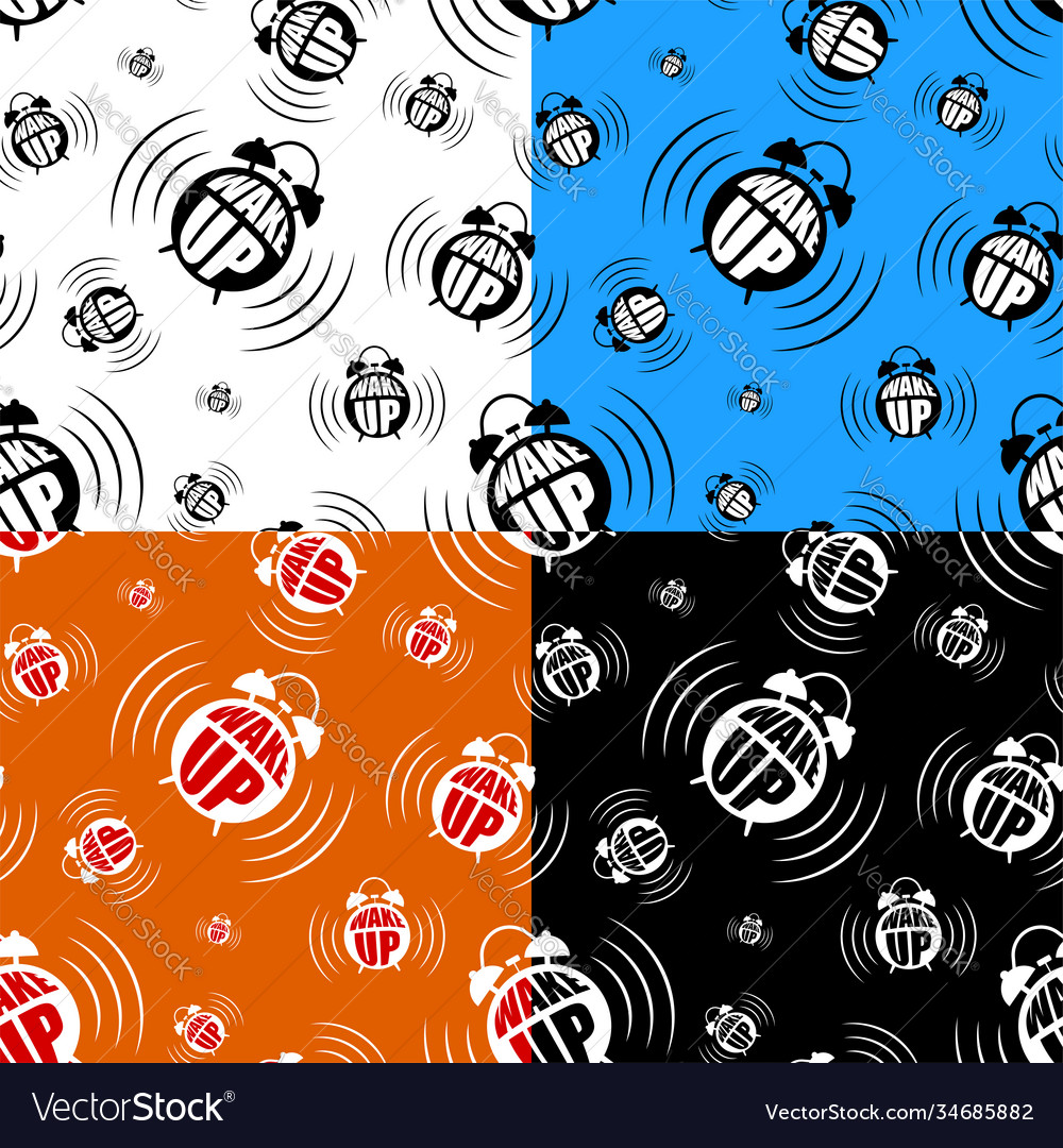 Set seamless patterns with alarm clock Vector Image Set seamless patterns with alarm clock