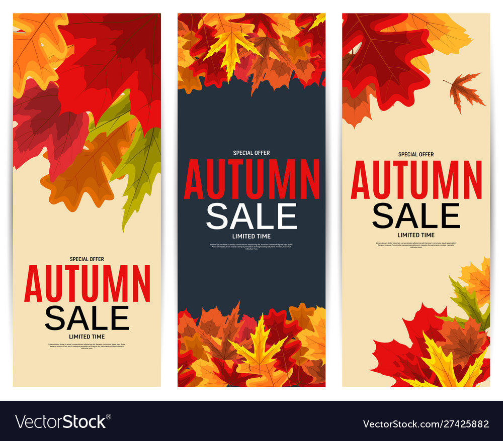 Shiny autumn leaves sale banner business discount