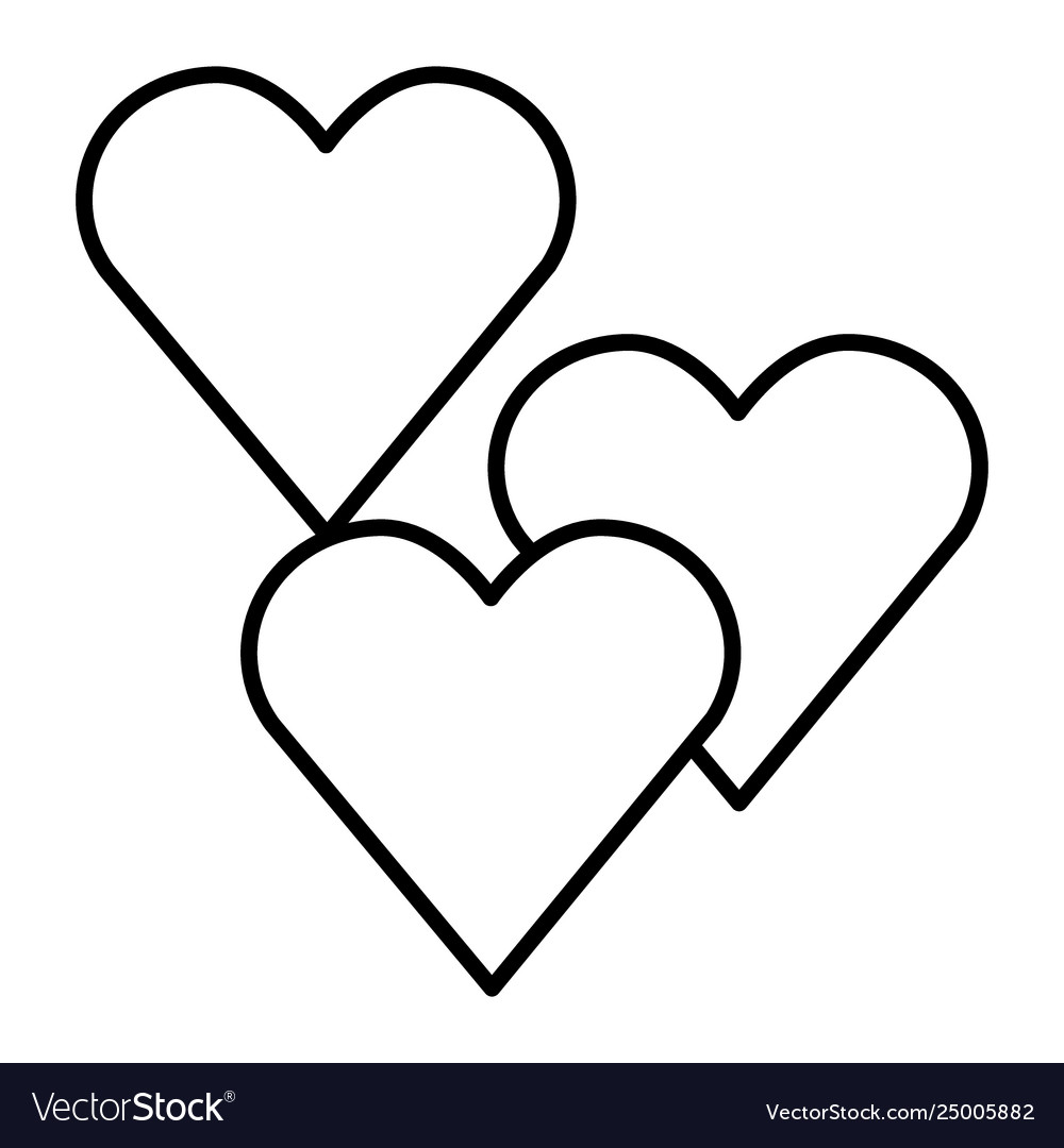 Three hearts thin line icon love