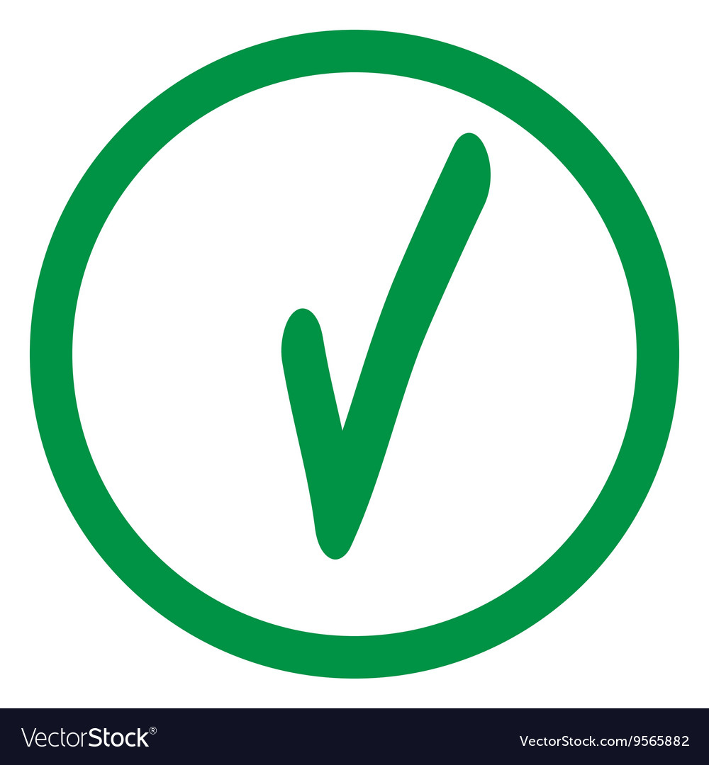 Tick green sign in green circle Royalty Free Vector Image