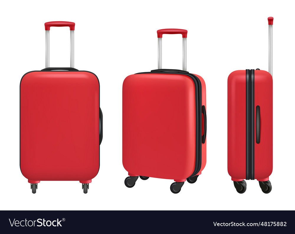 Travel suitcase realistic plastic trolley bags Vector Image