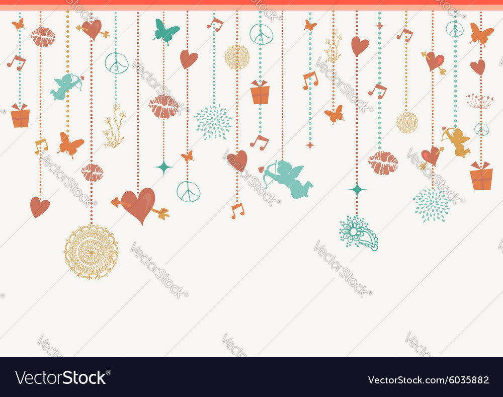 Valentines love greeting card background elements