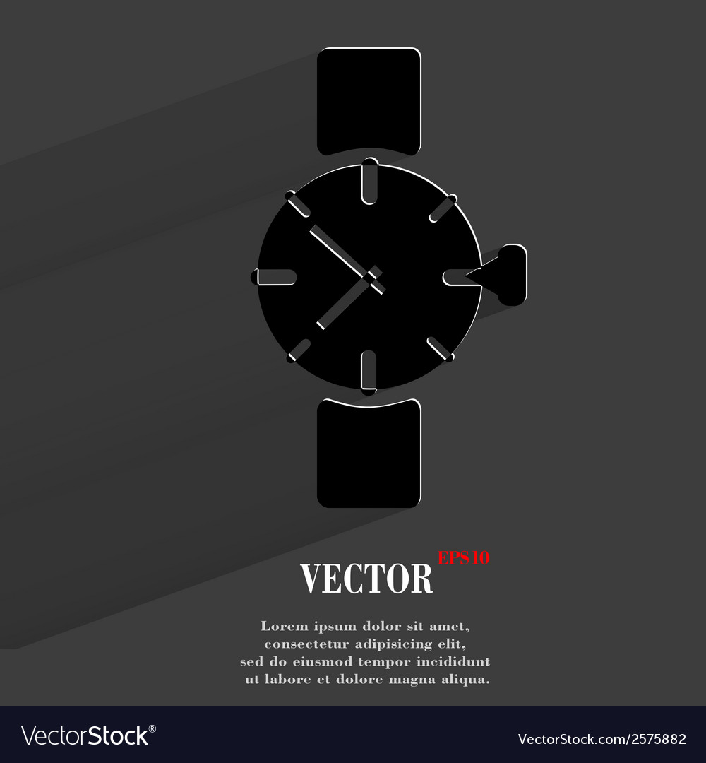 Watchclock flat modern web button with long shadow
