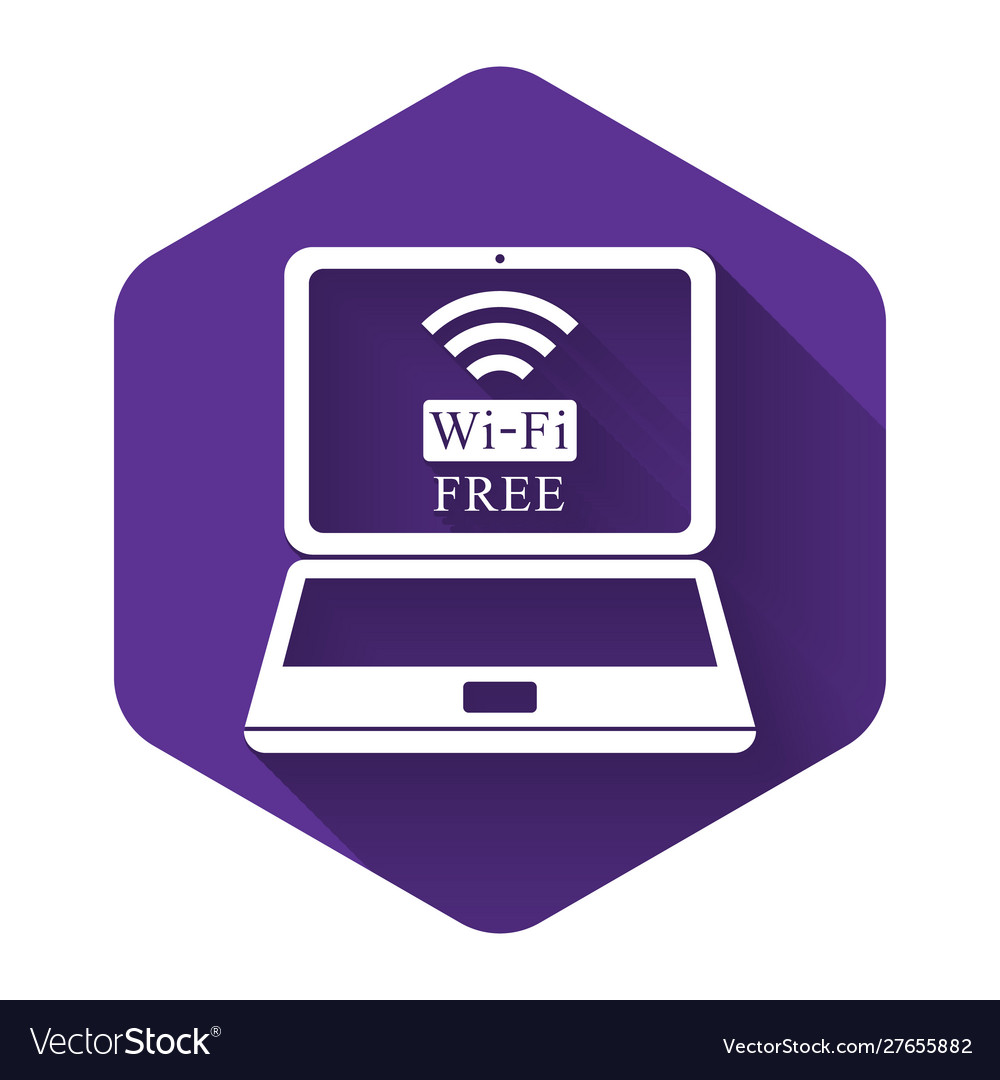 White laptop and free wi-fi wireless connection