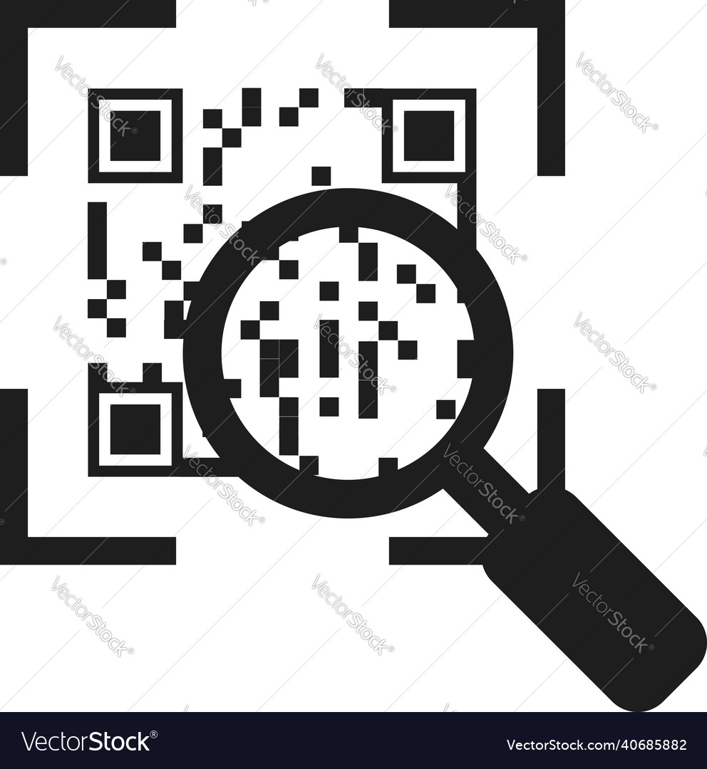 Zoom in on the qr code with a magnifying glass Vector Image