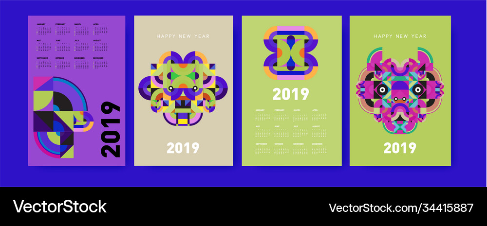2021 Calendar Design Template With Colorful Vector Image
