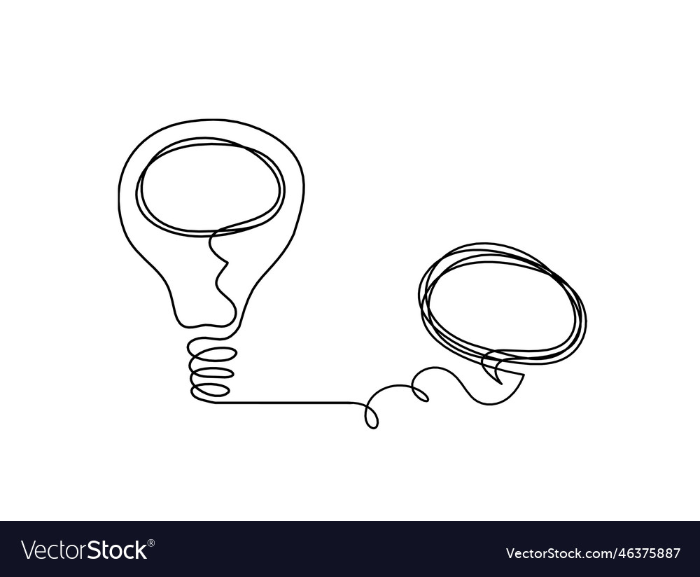 Abstract light bulb with comment as line drawing Vector Image Abstract light bulb with comment as line drawing
