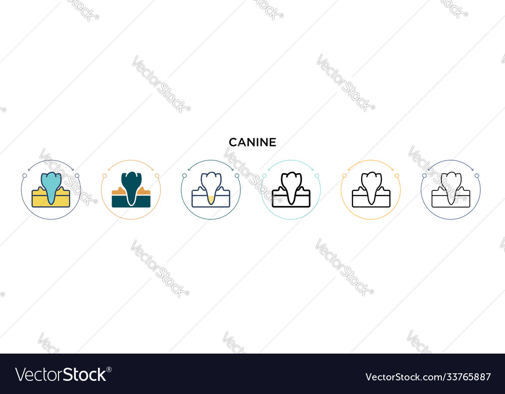 Canine icon in filled thin line outline