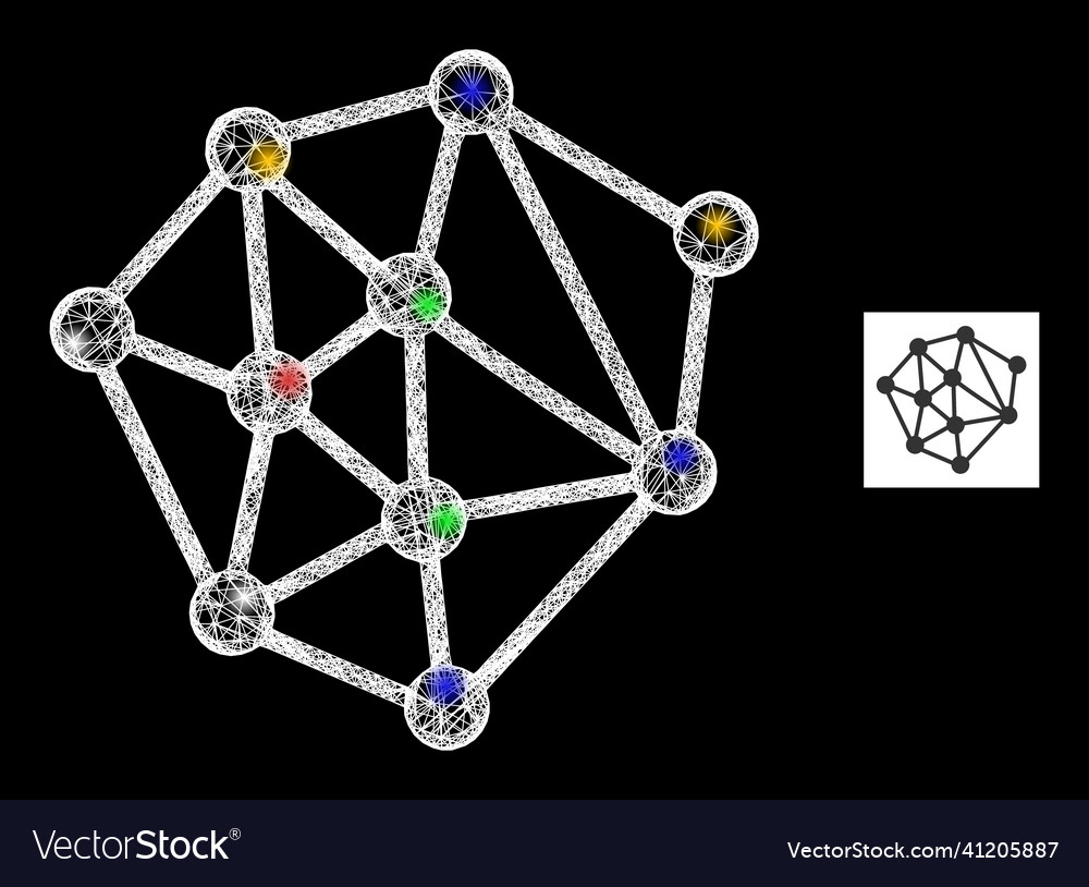 Crossed mesh structure icon with multicolored