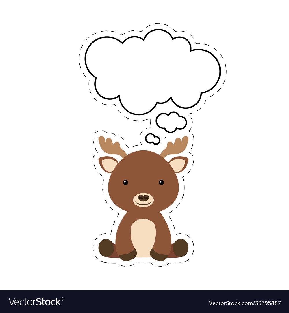 Cute Cartoon Moose With Speech Bubble Sticker Vector Image Cute Cartoon Moose With Speech Bubble Sticker Vector Image