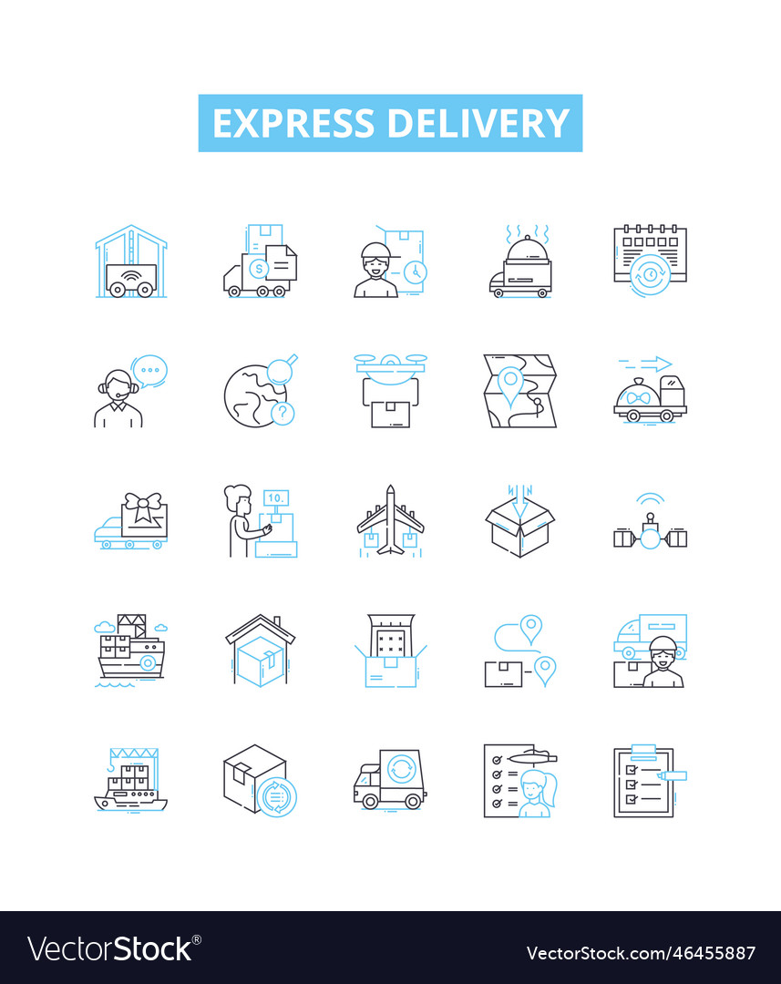 Express delivery line icons set