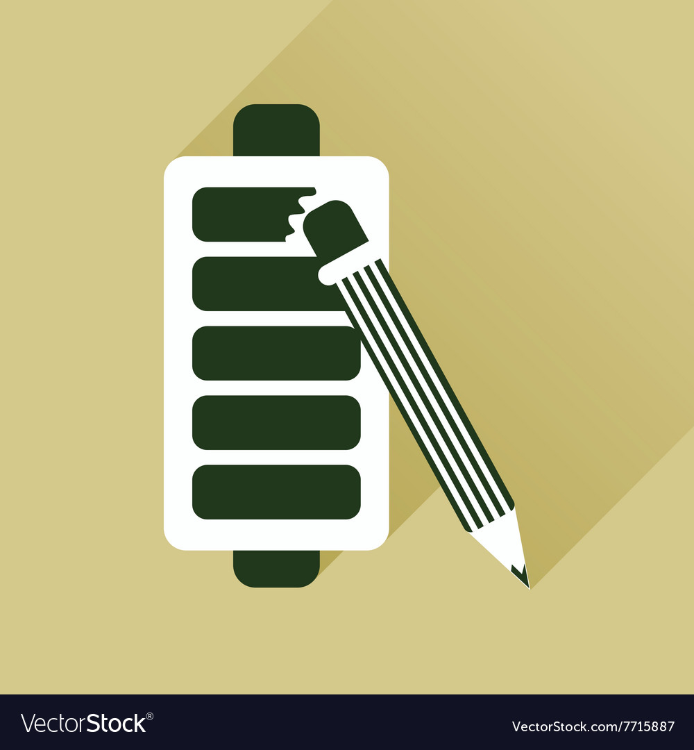 Flat web icon with long shadow mobile battery