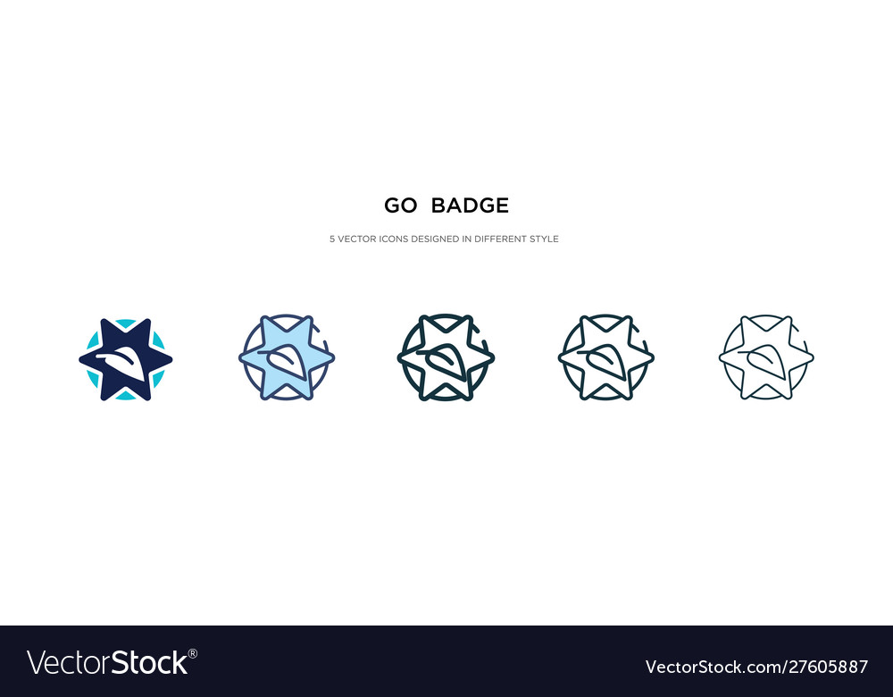 Go badge icon in different style two colored vector image Go badge icon in different style two colored
